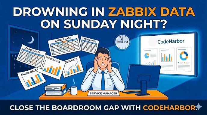 Close the Boardroom gap with CodeHarbor's Report-Engine for Zabbix.